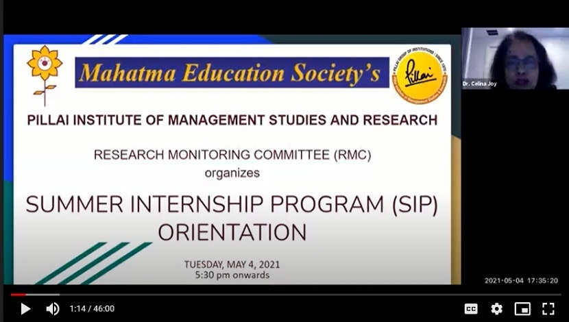 workshop on orientation for summer internship program research project 2
