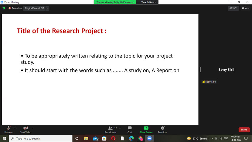 workshop on semester iv research projects 11