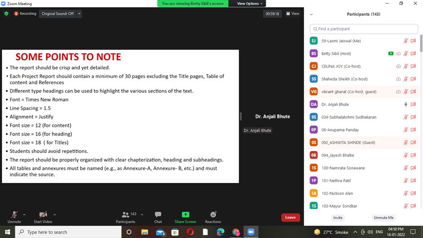 workshop on semester iv research projects 21