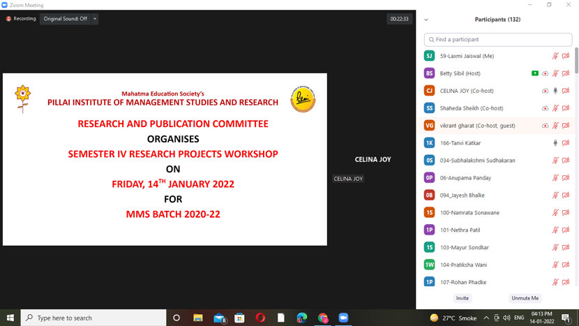 workshop on semester iv research projects 4