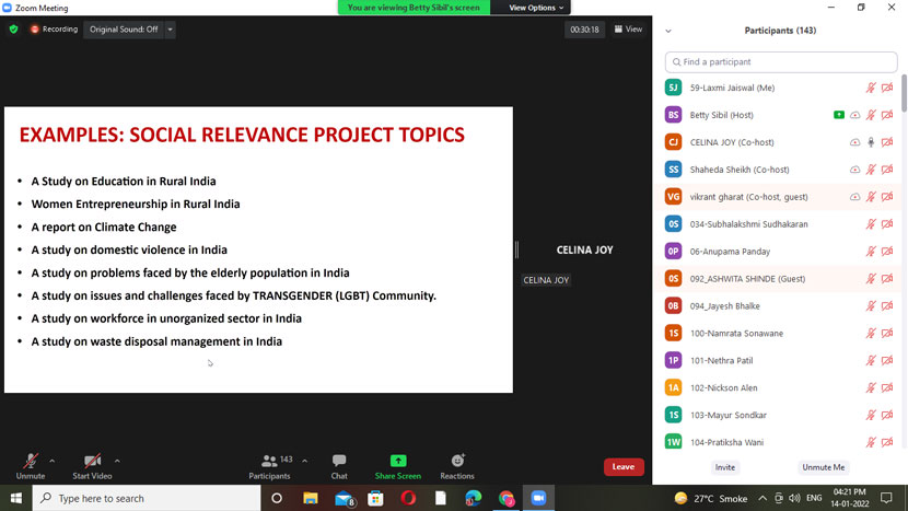 workshop on semester iv research projects 8