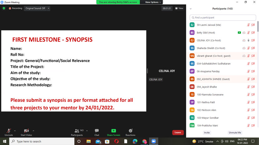 workshop on semester iv research projects 9