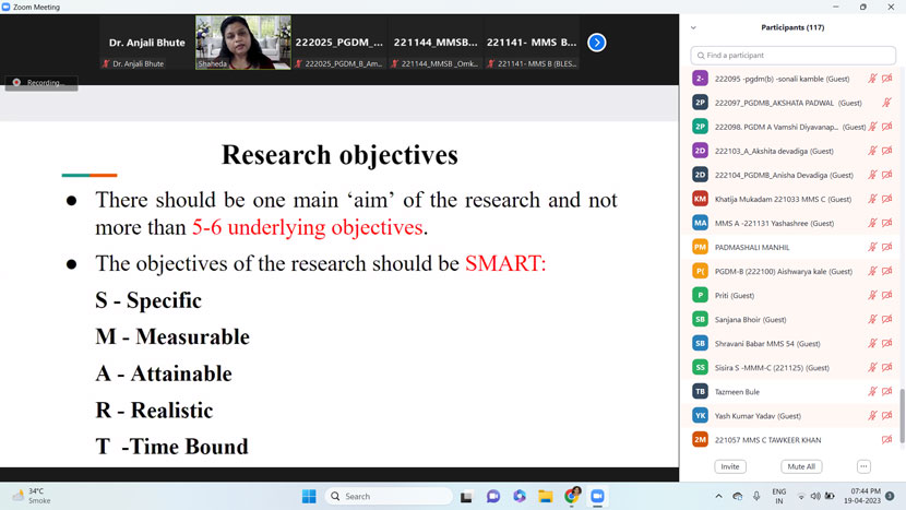 SIP workshop on research report content 1