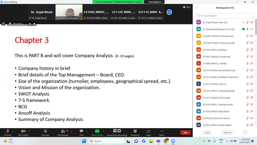 SIP workshop on research report content parts and chapters 2