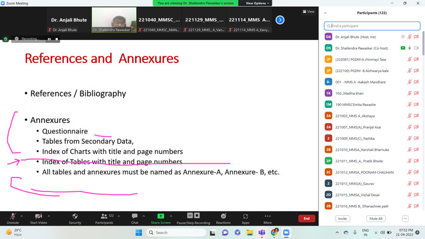 SIP workshop on research report content parts and chapters 3