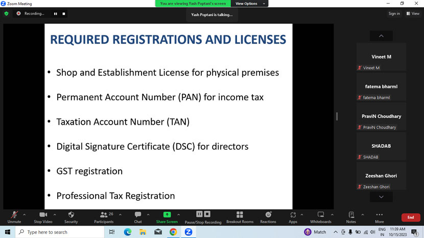 session on legal formalities for starting a business in india 2023 2