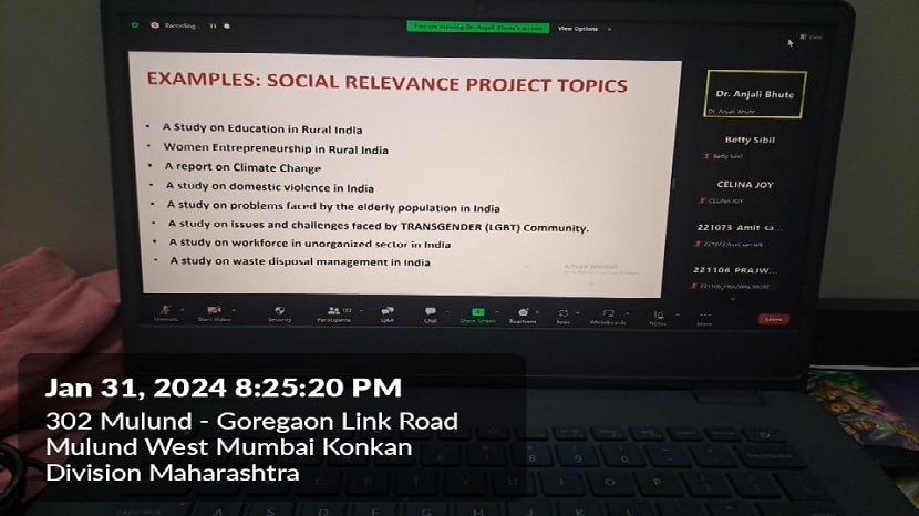 Workshop on Semester IV Research Projects 2024 1